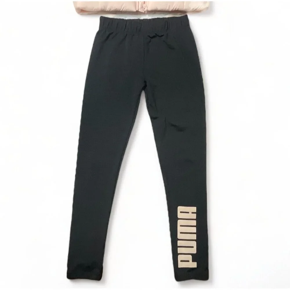 Puma Youth Puffer Vest & Leggings Set Beige & Black Polyester - Picture 5 of 10